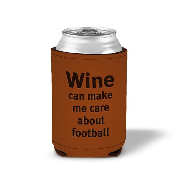 Style In Print Leatherette Beer Cuzzi Can Sleeve Wine Can Make Me Care About Football A Food & Beverage Wine Engraved Can Cover Beverage Cooler Caramel, LKOOZ_KFALL073_CA