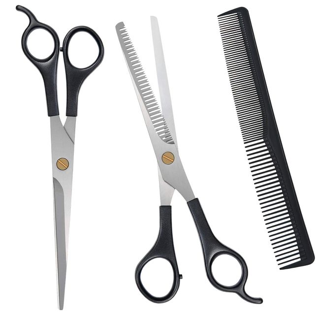 URAQT Hairdressing Scissors Kit, Professional Hair Cutting and Comb Set, Stainless Steel Thinning/Texturizing Scissors, Barber Scissors for Salon/Home/Pet