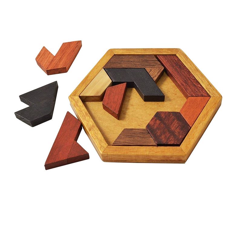Kingzhuo Hexagon Tangram Puzzle Wooden Puzzle for Children and Adults ...