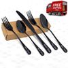 Personalized Name Black Silverware Stainless Steel Cutlery Set Fork Spoon Knife