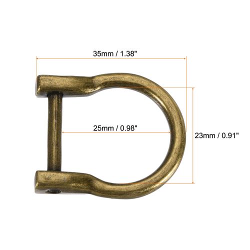 [uxcell] U Shaped Horseshoe D-Ring Screw-in Shackle Buckle for DIY Crafts 23mm Bronze Tone 2pcs