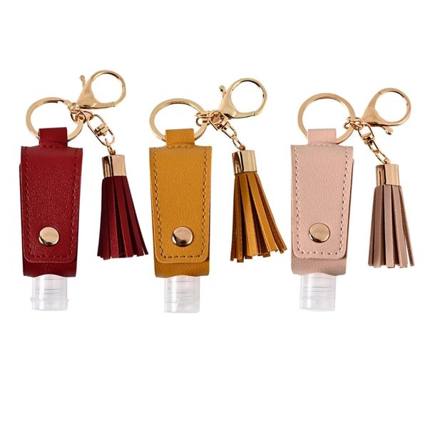 QIYULIN 3 Pack Portable Empty Travel Bottle Keychain Hand Sanitizer Bottle Holder 30ml Refillable Squeeze Bottle for Hand Sanitizer, Travel, Outdoor Activities School