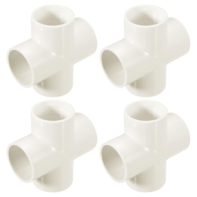 sourcing map 4 Pcs PVC Fitting, Cross 4 Way PVC 1.5