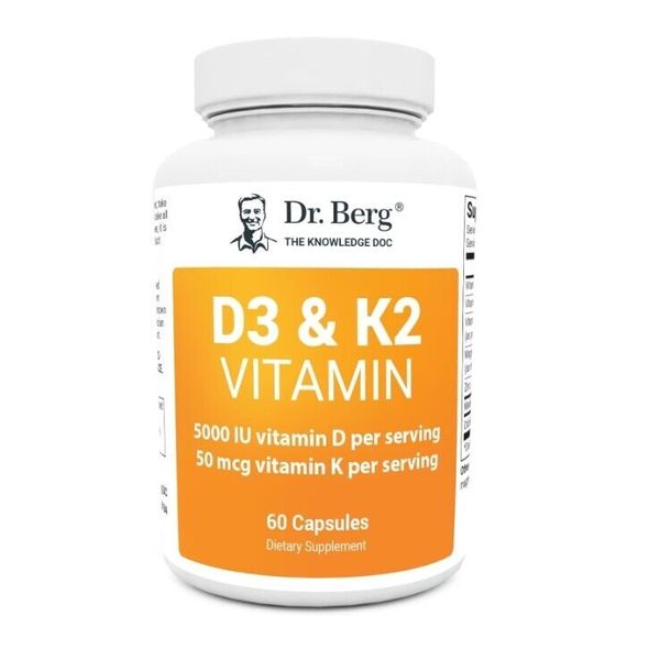 Dr. Berg's D3 & K2 Vitamin, 5000 IU, 50 mcg per serving, 60 Capsules