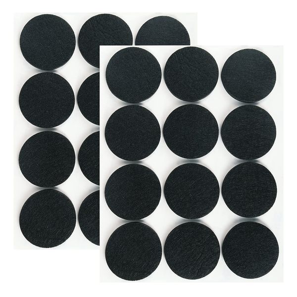 Ginoya 24 Pack 0.2 inch (5 mm) Thick Felt Pads, 40mm Round Furniture Protector Pads Scratch Proof and Soundproofing (Black)