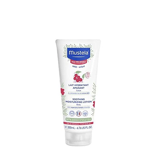 Mustela Baby Soothing Lotion - Moisturizing Body Lotion for Very Sensitive Skin - with Natural Avocado & Schizandra Berry - Fragrance-Free - 6.76 fl. Oz