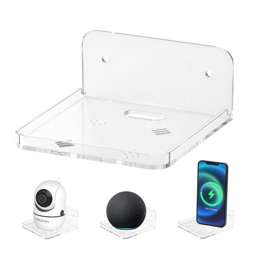 Acrylic Baby Monitor Shelf 3.9 * 3.9 * 1.8” Shelves for Bathroom Wall Mount Shelf for Echo Dot Echo Pop Organizer for Bathroom, Bedroom, Living Room, Kitchen, Room Decor (Small)
