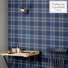 Kelso Check Navy Wallpaper Tartan Plaid Silver Metallic