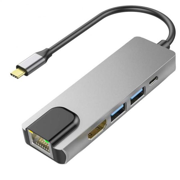 Thunderbolt Hub ryra 5 in 1 usb type c hub compatible hub gigabit ethernet rj45 lan adapter for macbook thunderbolt 3 usb c charger, 100 trillion