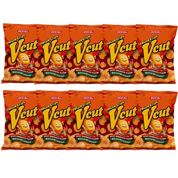 Jack 'n Jill Vcut Potato Chips Spicy Babecue Flavor Pack of Ten 2.12 Oz A Pack