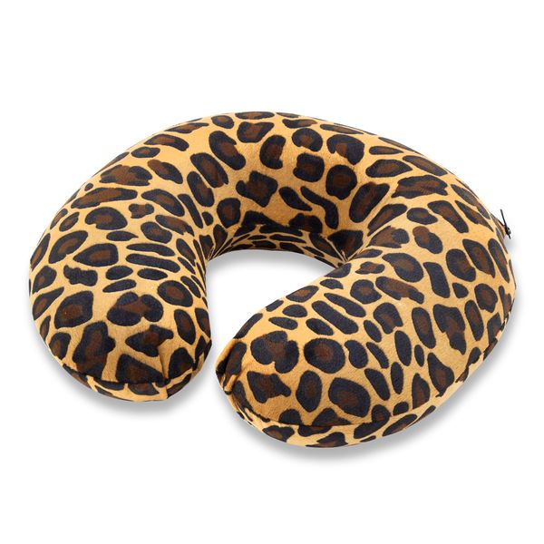 Memory Foam Moulded Pressure Relief Neck Cushion. Comfort & Posture, Ideal for Travel. Supports the Head, Neck & Chin When Sleeping. Use for Plane, Train or Car Journeys. Travel Pillow. Leopard Print