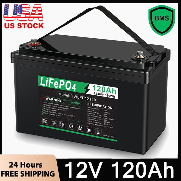 120Ah 12V LiFePO4 Lithium Battery BMS For Solar RV Off-grid Motor Boat Trolling