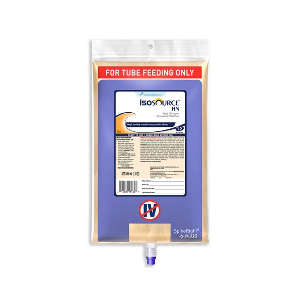 Isosource HN 1000 mL Tube Feeding Formula Bag, Ready to Hang, Adult,