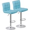 Two Pieces Height Adjustable Indoor Bart Stool 360 Rotation Metal Frame, Blue