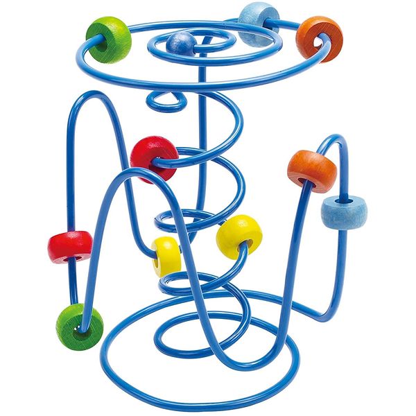 Award Winning Hape Spring-A-Ling Wooden Bead Maze Blue, L: 4.3, W: 4.3, H: 6 inch