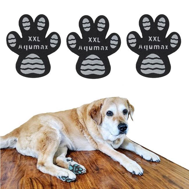 Aqumax Dog Paw Protector Non-Slip Gripper Traction Pads,Walk Assistant for Senior Dogs,Foot Stickers for Hardwood Floors,Dog Shoes Booties Socks Replacement,6 Sets (24 pcs) XXL Black