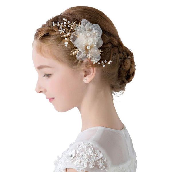 Flower Girl Hair Accessory Pearls White Floral Cute Elegant Hair Pin for Bridesmaid Wedding Dress Shows Children' Day Party