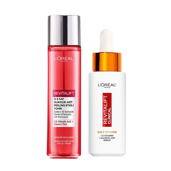 L'Oréal Paris Revitalift Clinical%12 Saf C Vitamini Aydınlatıcı Serum +%5 Saf Glikolik Asit Peeling Etkili Tonik 180 ml