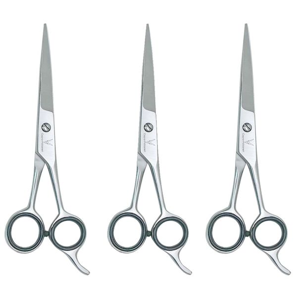 CAPRA-FALCONERI Hairdressing Scissors with Comfortable Handle, 6.5"", High Carbon Steel, Super Cut Sharp Blades, Professional Salon & Barber Shears (3, Silver)