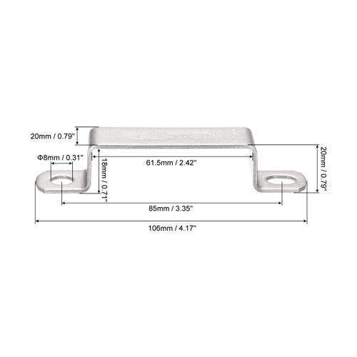 uxcell U Shaped Connector Bracket 18 x 61.5mm 304 Stainless Steel for Door Closed Bar Holder Strut Channel 6pcs