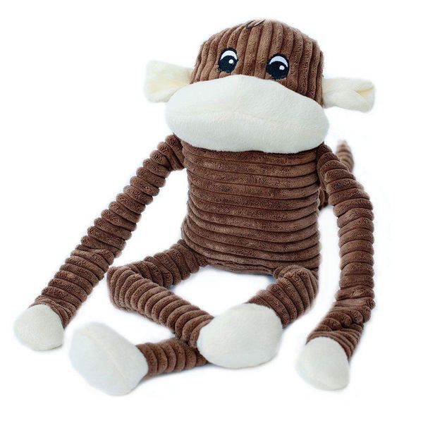 ZippyPaws - Spencer The Crinkle Monkey Dog Toy, Squeaker and Crinkle Plush Toy - Brown, X-Large, Large Breeds