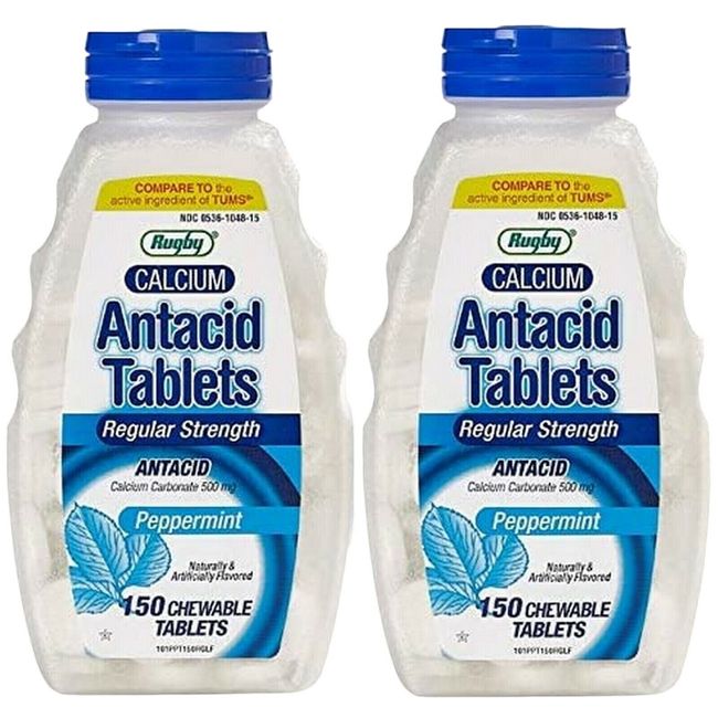 Rugby Antacid Peppermint Chew Tablets 150ct  ( 2 pack ) ~