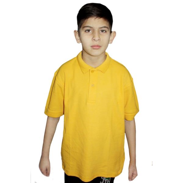 reshmena® 1 Boys Polo Shirt Unisex Kids School Plain Shirts Kids PE Shirts Girls School T Shirts Short Sleeve Sport Shirts Children Summer Top Gold 7-8 Yrs