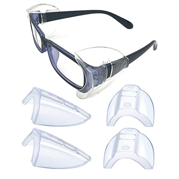 2 Pairs Safety Glasses Side Shields,Fits Medium to Large Eyeglasses Clear