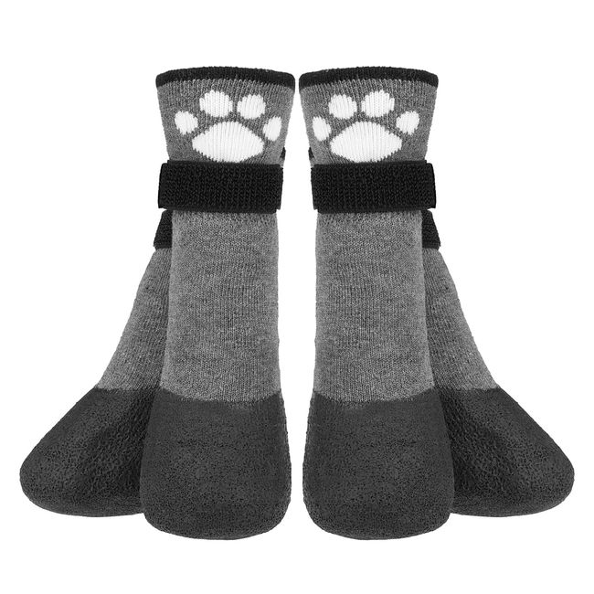 BEAUTYZOO Anti Slip Dog Socks Boots, Dog Shoes for Cold Winter Snow Rain Days,Waterproof Grip Dogs Booties Paw Protector for Hardwood Floor, Prevent Licking for Small Medium Large Puppy Senior Old Dog