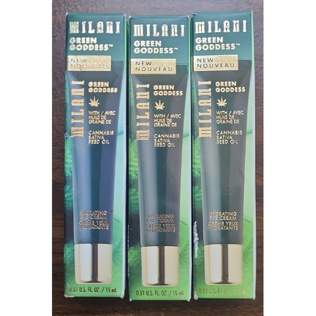 Milani Green Goddess Hydrating Moisturizing Eye Cream w/Sativa Seed Oil 3 Tubes