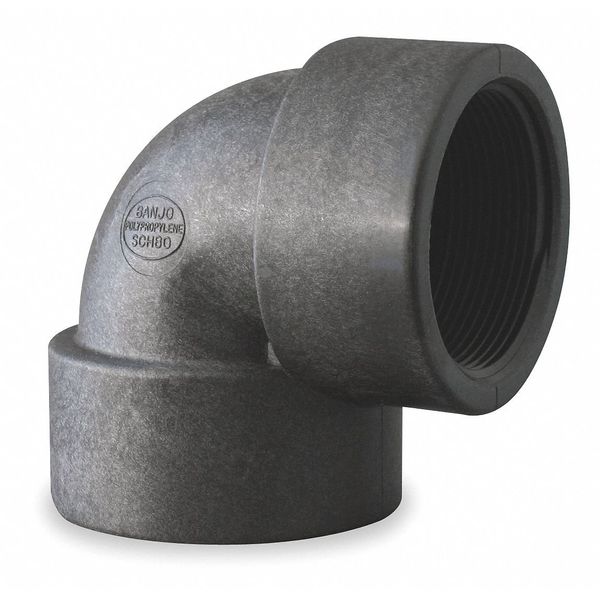 Banjo 1" Elbow, 90°, Polypropylene, Max. Pressure 150 psi, Black