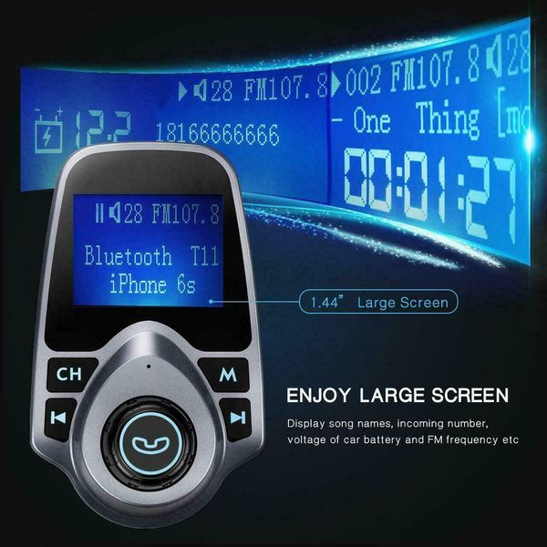 Auto Hands Free Bluetooth Wireless Car AUX Audio Receiver FM Adapter USB Charger