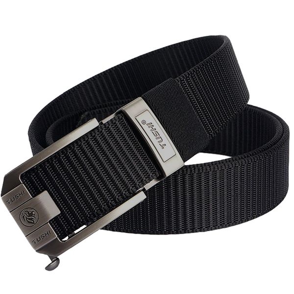 Borozoo Work Belt, Nylon Belt, Golf Belt, For Work, Mountain Climbing, Men's, Stepless Adjustment, 47.2 inches (120 cm), Large Size, Braided Casual Belt, Outdoor Belt, black-2