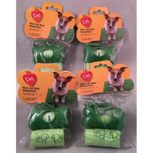 4-Pet Central Pick-Up Bag Dispenser w 2 Rolls Of Fresh-Scent Compostable Bags Ea