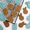 PTaizjjz 12 Pcs Easter Cookie Cutter Set,3D Plastic Easter Egg Stampers Set,Biscuit Cutters for Easter Party Supplies Decorations