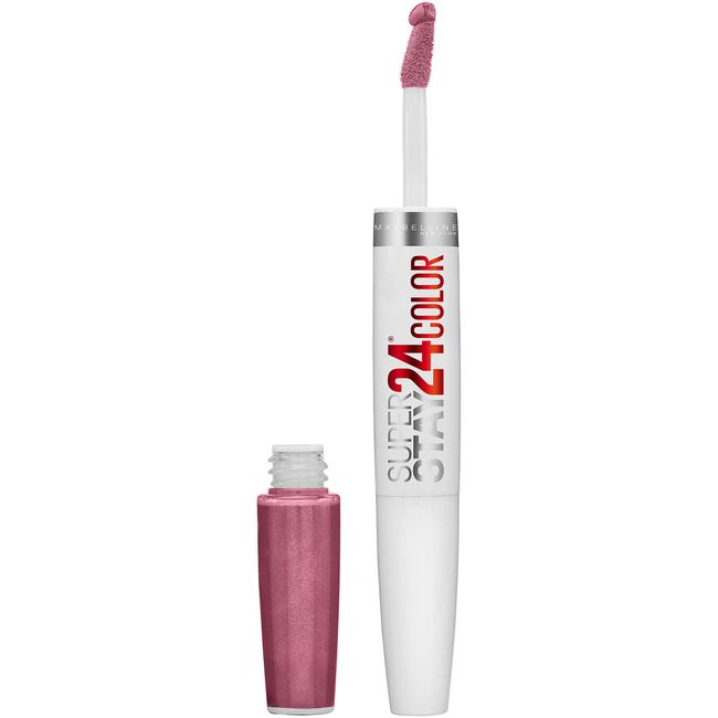 Maybelline New York Super Stay 24, 2-Step Liquid Lipstick Makeup, Long Lasting Highly Pigmented Color with Moisturizing Balm, Perpetual Plum, Purple, 1 Count