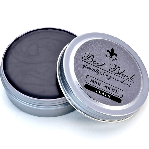 Columbus Shoe Polish, High Shine, Mirror Polish, Boot Black Silver Line, Canned Polish, Black