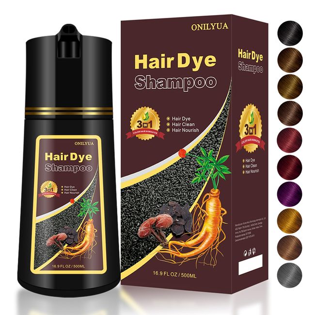 Fedulili Instant Dark Brown Hair Dye Shampoo 3 In 1,100% Gray Hair Coverage Root Touch Up 4 Weeks,Bubble Hair Color Shampoo Colors In 15 Minutes,Simpler Hair Color Multi-Use,Shampoo Para Canas