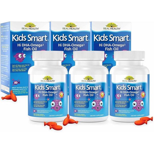 Real Health Kids Smart Omega 3 Fish Oil Chewable 30-Bullet 3 Pack