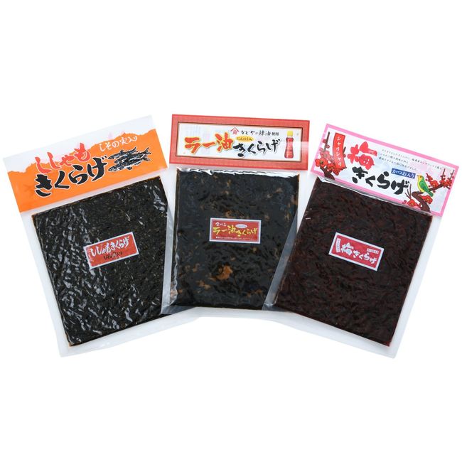 Oka Shoten Chili Oil Mushroom + Shishamo Kikuryfish + Plum Wood Jellyfish 6.7 oz (190 g) x 3 Bags