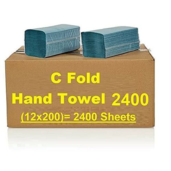 Soft Blue 1 Ply C Fold Paper Hand Towels Multi Fold Tissues V Fold (Blue)