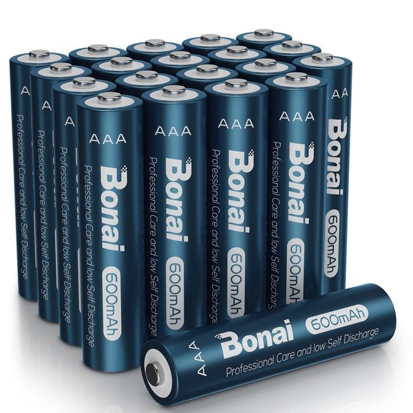 BONAI Solar AAA Rechargeable Batteries 1.2V 600mAh_20 Packs_ Triple AAA NiMH Battery Solar Batteries for Solar Garden Lights for Solar Lights, Garden Lights, Solar Lamp Anti-Leak (AAA 20 Pack)…