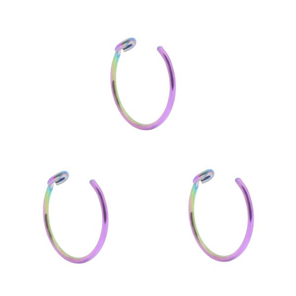 FANSING Fakes Nose Rings Clip On Halloween Faux Nose Rings for Women 20g Nose Ring Nose Hoop 20 Gauge 10mm Surgical Steel Faux Piercing Jewelry Rainbow 3pcs