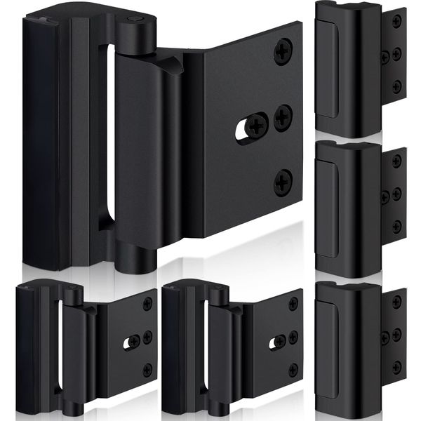 6 Pack Home Security Door Lock Reinforcement with 48 Pcs Screws Child Proof Door Locks for Doors Inside Upgrade Lock to Defend Your Home (Black)