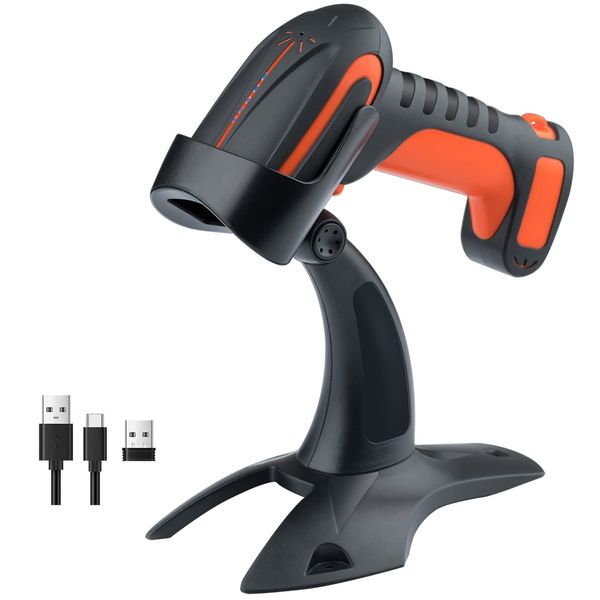 Tera Industrial Wireless 2D QR 1D Barcode Scanner, Model 8100, Orange, Extreme Performance, Drop Resistant, Compatible with Bluetooth, 2.4G, USB, 2500mAh, for Windows, Mac, Android, iOS