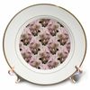3dRose 8 inch Porcelain Plate - Pretty Pink and Cream Hydrangea Floral Pattern Patterns