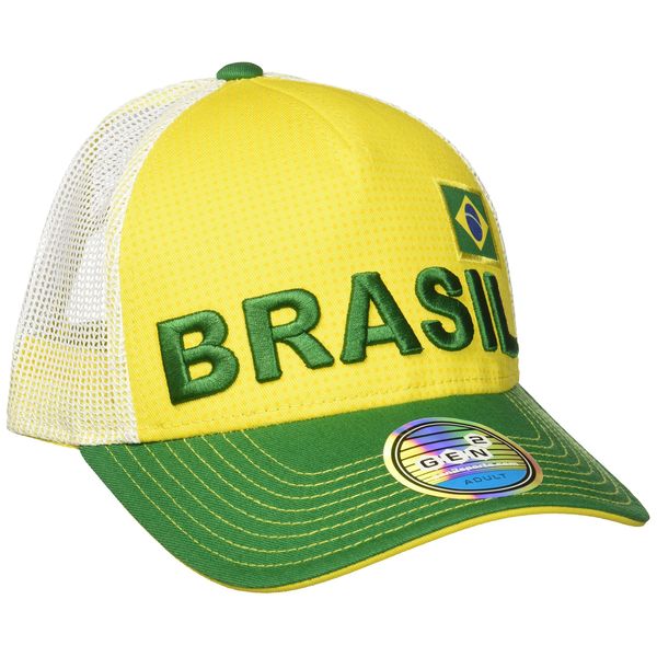 Outerstuff World Cup Soccer Brazil Mens -Jersey Hook Structured Meshback, White, One Size
