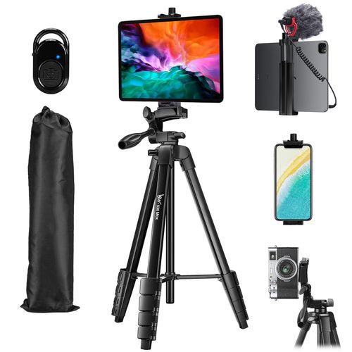 Tripod, Lusweimi 73-Inch Camera Tripod for iPad Pro & iPhone Compatible with Tablet/iPad Pro 12.9 inch, Camera Tripod Stand with Wireless Remote & Bag