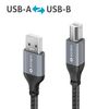 Sonero USB 2.0 Cable, 5m, Space Grey/Black, USB-A to USB-B, 480MB/s, Ideal for Printer Data Transfer