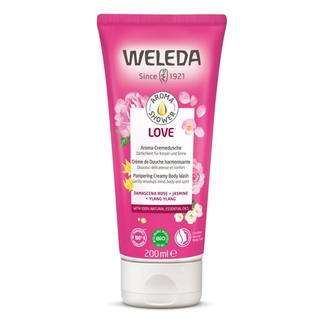 Weleda Aroma Shower Love, 6.8 fl oz (200 ml), Body Wash, Soap, Romantic Flower Scent, Naturally Derived Ingredients, Organic